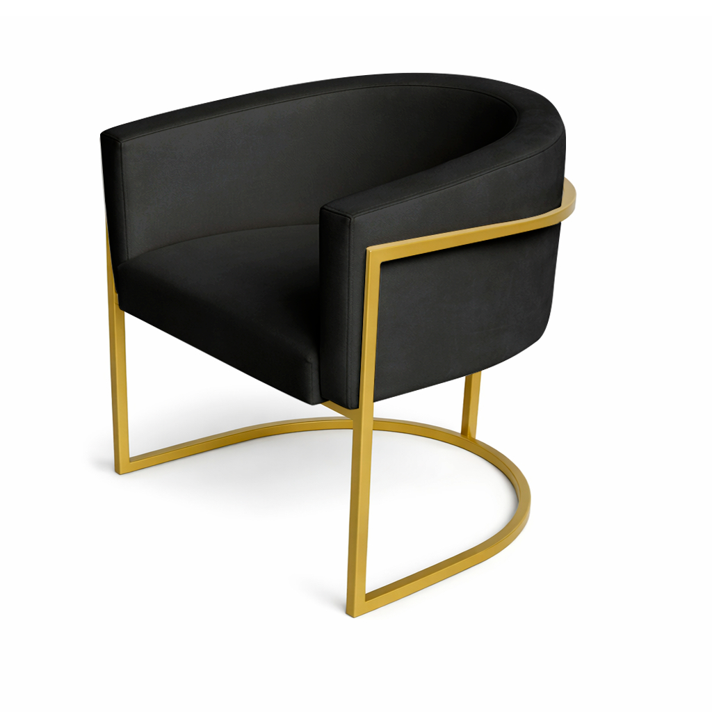 Poltrona para Sala Decorativa Alicia Luna Base Industrial Metálica Dourada - Poltrona Sala de Estar Recepção Comércio em Oferta na Shopee