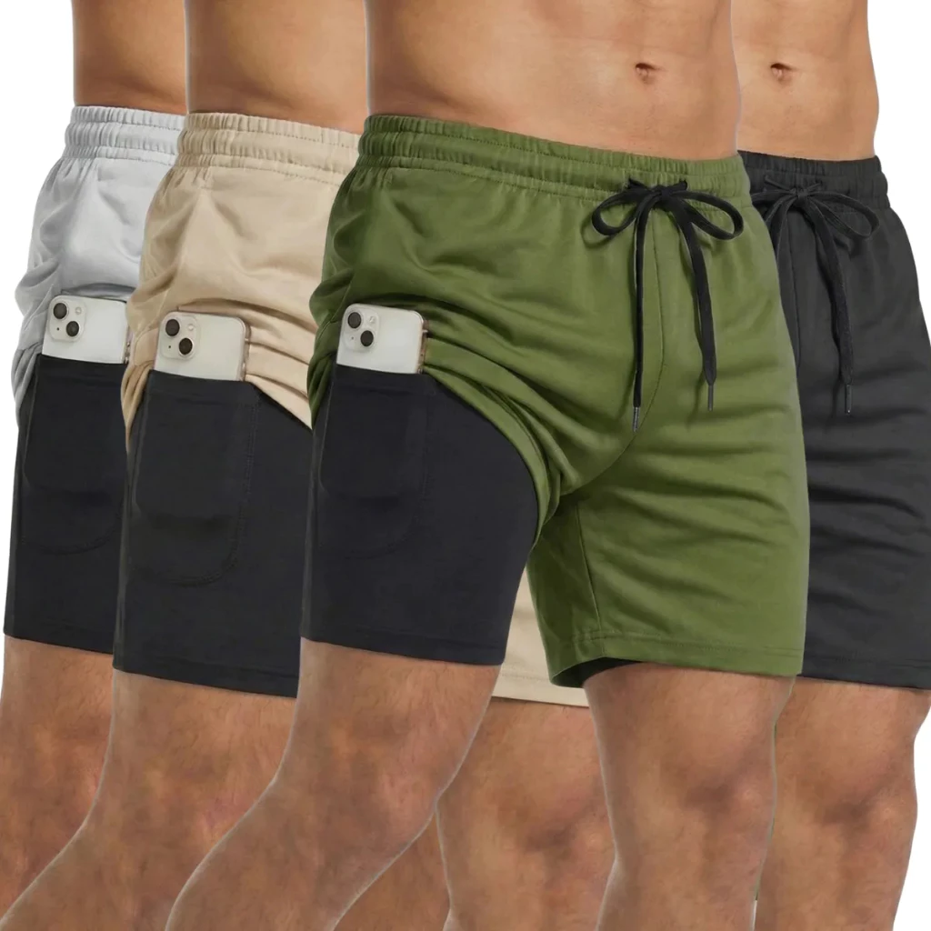 Kit 4 Shorts - 2 Em 1 Masculino Bermuda Academia Treino Corrida — imagem 1