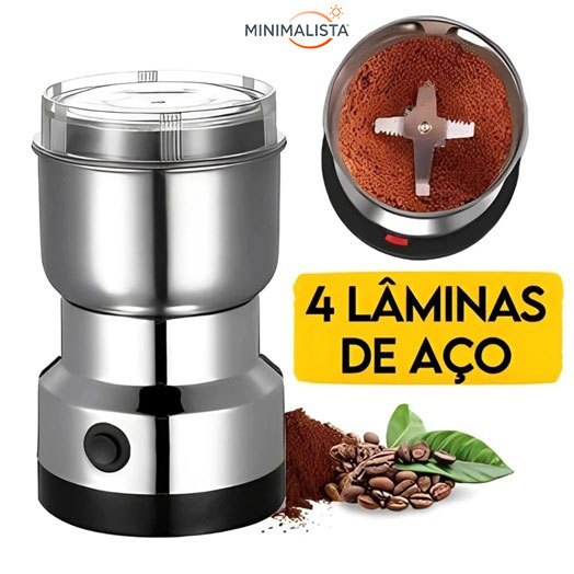 Imagem Moedor De Café 110v ou 220v Elétrico Grãos Aço Inox 4 Lâminas Pronta Entrega