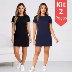 Kit 2 Vestido Feminino Liso Básico Algodão