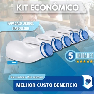 kit 5 Papagaio coletor de Urina Urinol Hospitalar C/Tampa P/Emergência Incontinência Urinaria Acamados em Oferta na Shopee