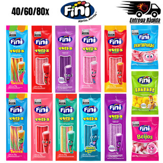 Kit 40/60/80x Unidades Bala De Gelatina Fini 15g Sortidos Ou Tubes Sabores Variados