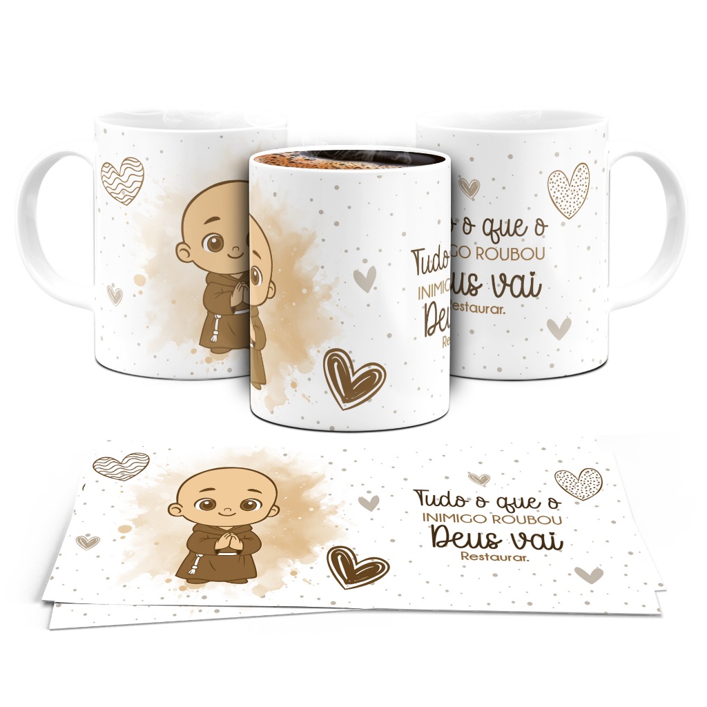 Caneca Personalizada Unykk Frei Gilson Tudo o Que o Inimigo Roubou Deus Vai Restaurar