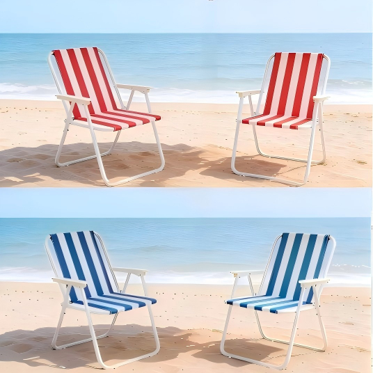 Kit 4 Cadeiras De Praia Alta Em Aço Dobrável Confortável 110kg em Oferta na Shopee