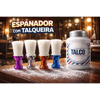 Espanador de Pescoço Profissional com Talqueira – Escova Barbeiro Cerdas Macias Alta Qualidade em Oferta na Shopee
