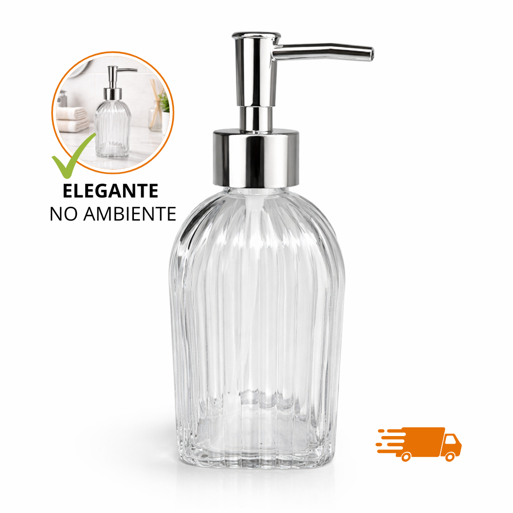 Porta Sabonete Liquido Banheiro Vidro 400ml Dispenser para Sabonete Alcool Hidratante Creme