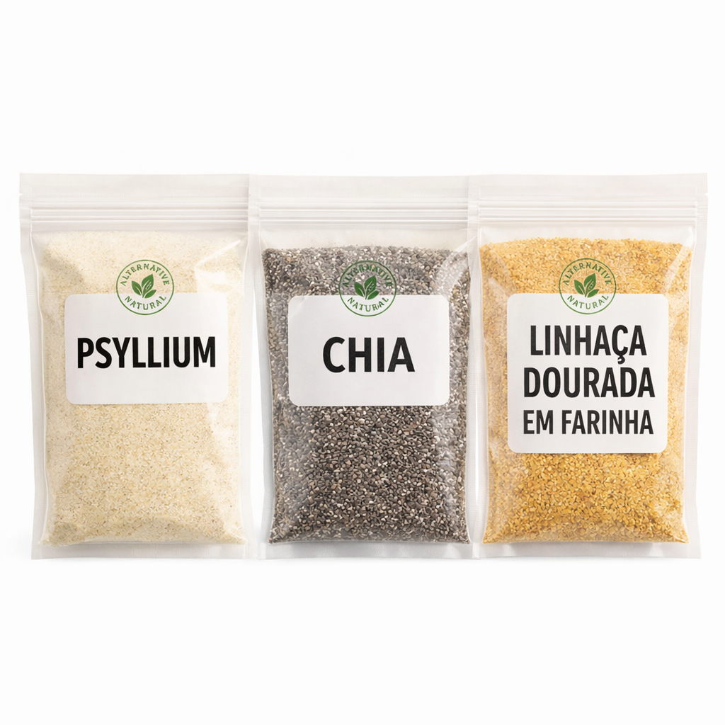 Mix de Fibras Natural 3 em 1 – Psyllium + Chia + Linhaça Dourada | 100% Natural em Oferta na Shopee
