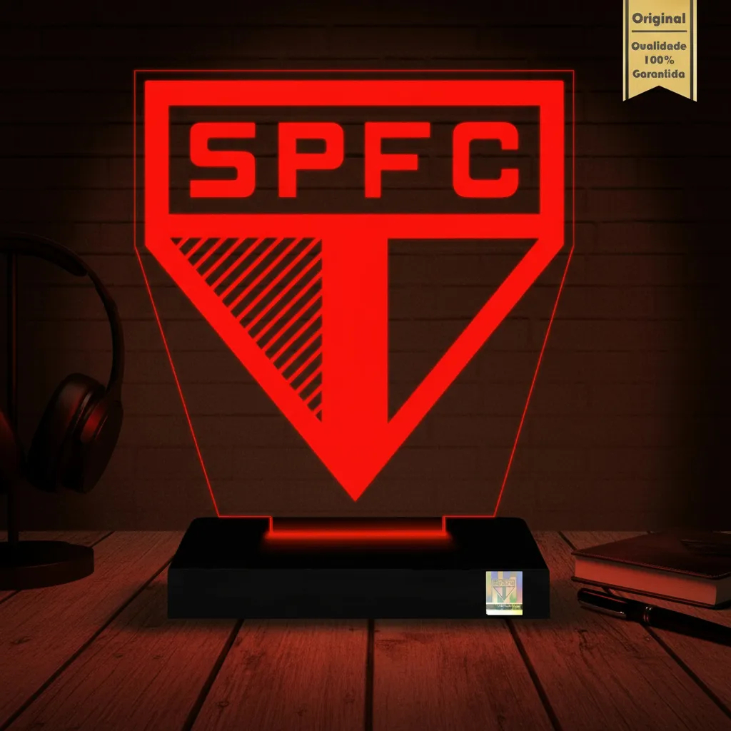 Luminária Led 3D Abajur | São Paulo FC | Produto Oficial SPFC Presente Criativo Decoração