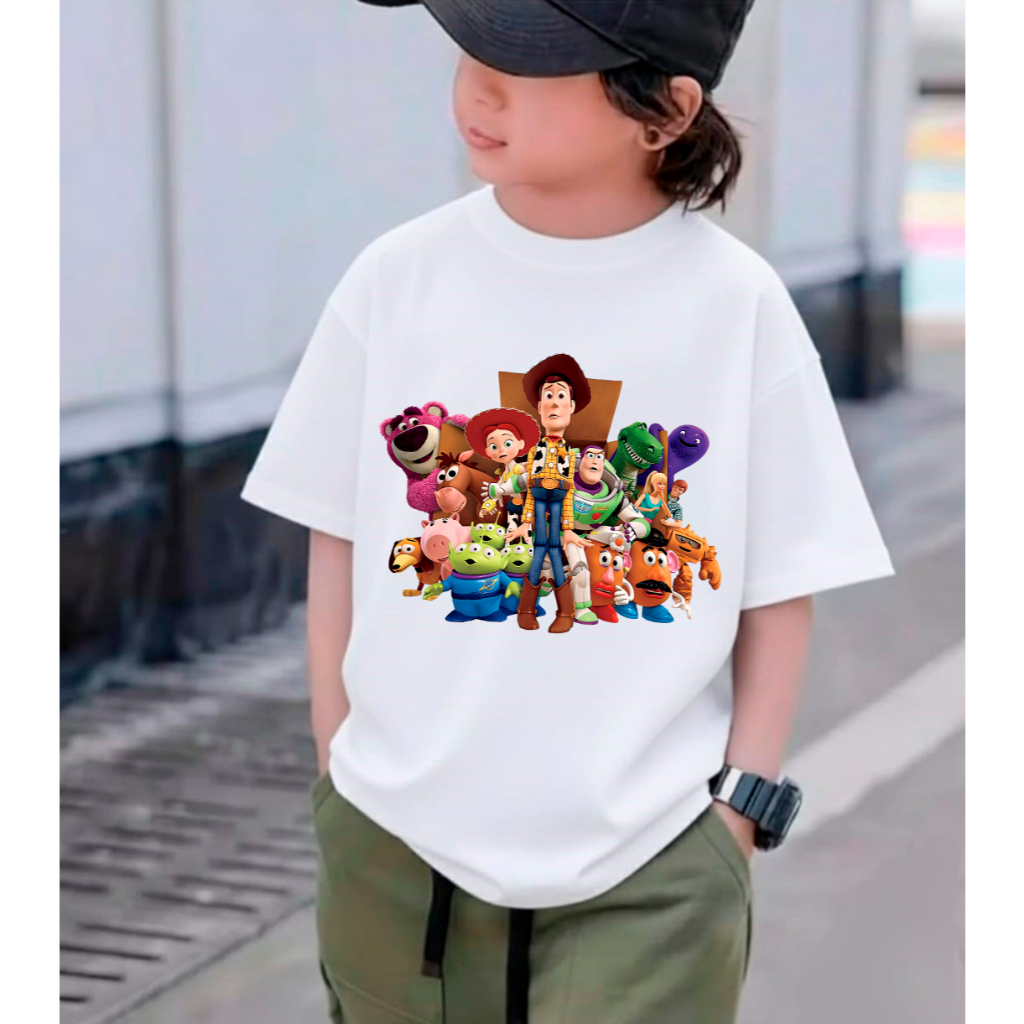 Camiseta Infantil Toy Story Estampada 100% Algodão Confortável Personagens Disney Unissex Casual Presente Premium