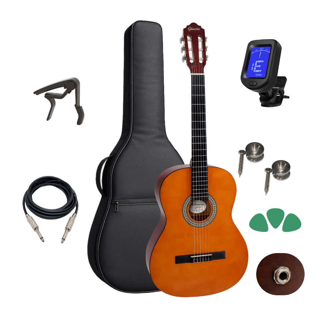 Violao Eletrico Giannini Nylon N14 Natural Kit Completo