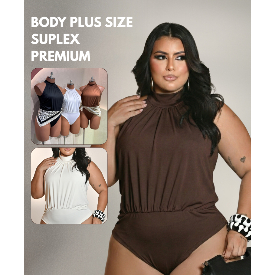 Body Feminino G1 G2 Versátil Zero Transparência Bori Tecido e Acabamento Premium Confortável Fecho Regulável