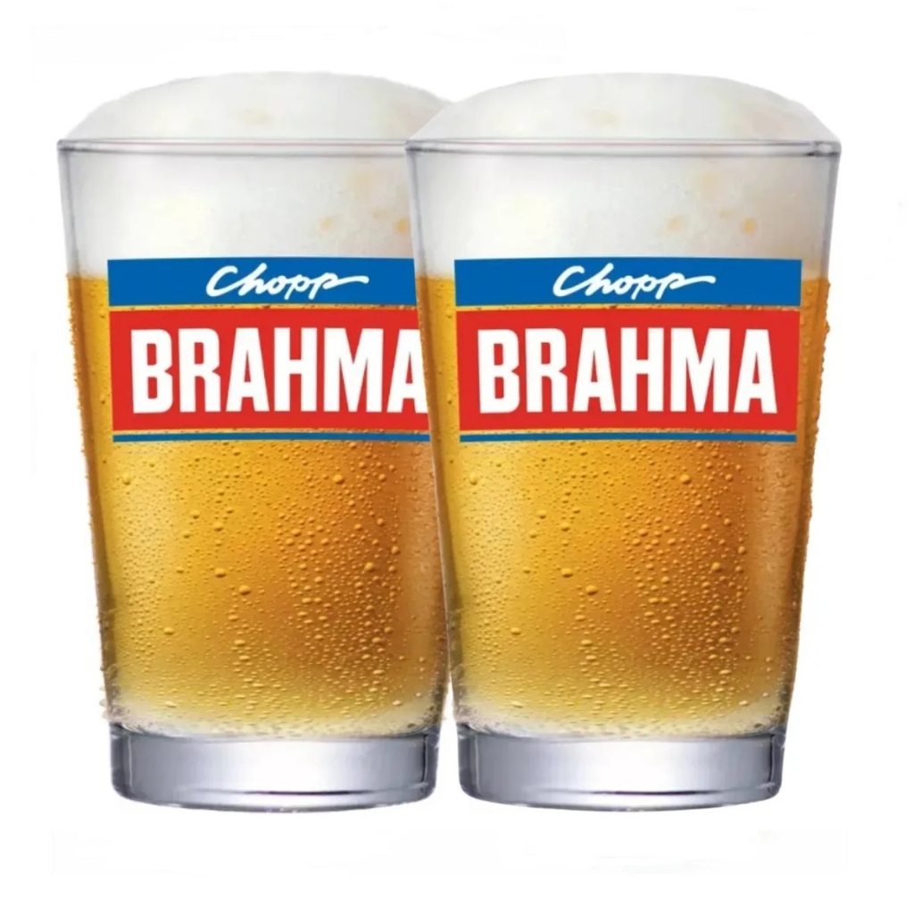 Kit 2 Copos de Vidro Caldereta Brahma, Copos de Cerveja e Chopp 350ml - Ruvolo