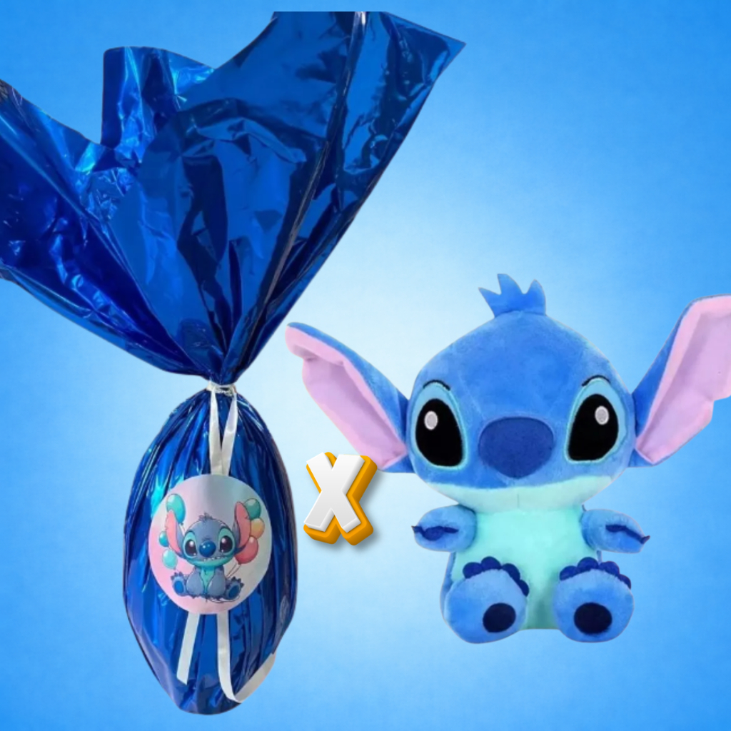 Ovo De Páscoa 300g + Ursinho Pelúcia Stitch Kit Criança Kids Alta Qualidade Infantil Chocolate