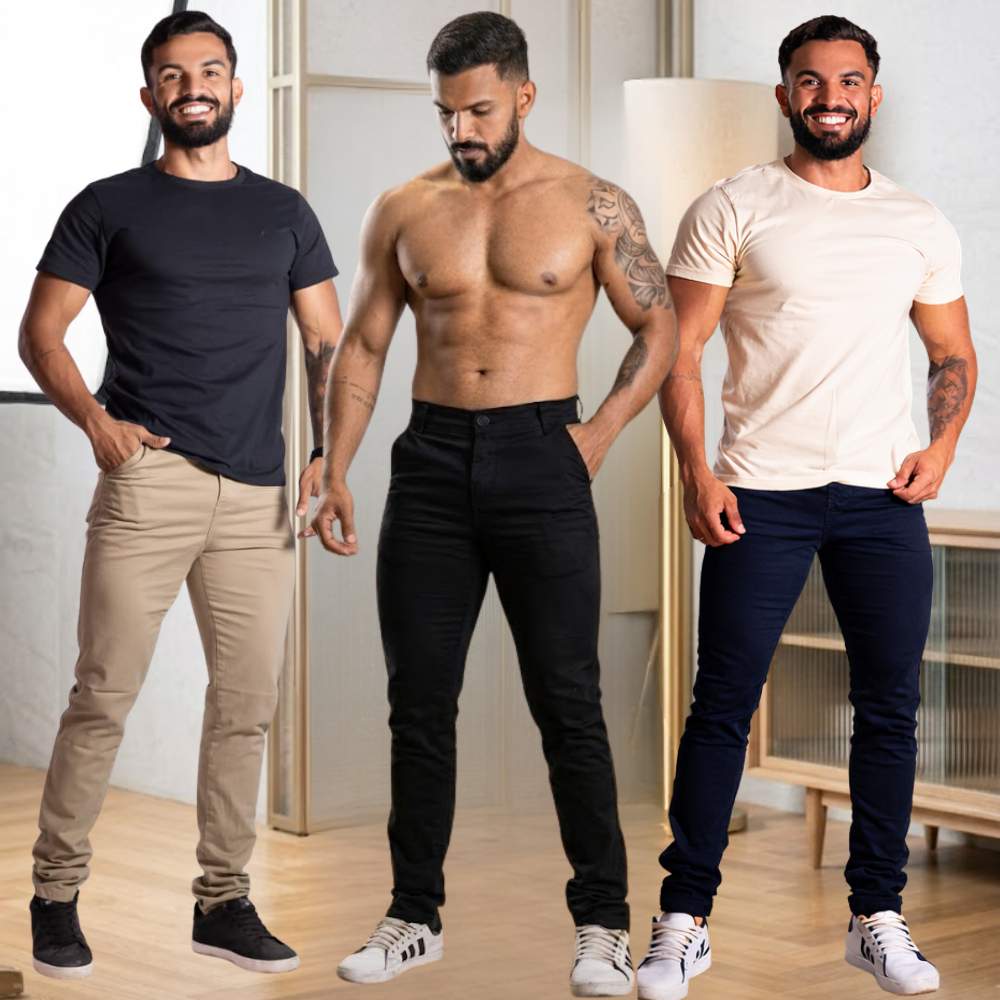 Calça de Sarja Masculina Alfaiataria Esporte Fino com Elastano Premium Envio Rápido Fabrica Própria