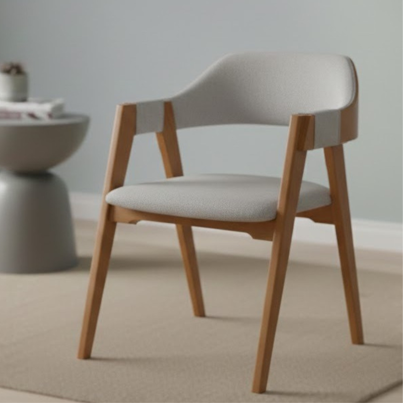 Cadeira De Jantar Edera Poltrona Elegante Estofado Tecido Linho Ideal Para Sala Estar Recepção Quarto Sala Jantar - AV