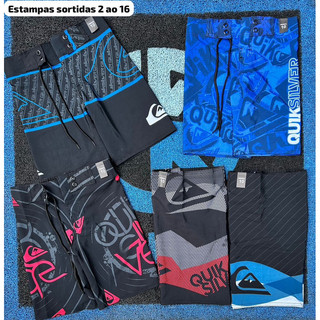 Kit com 3 Bermuda Surf masculina infantil e juvenil  no tecido elastano