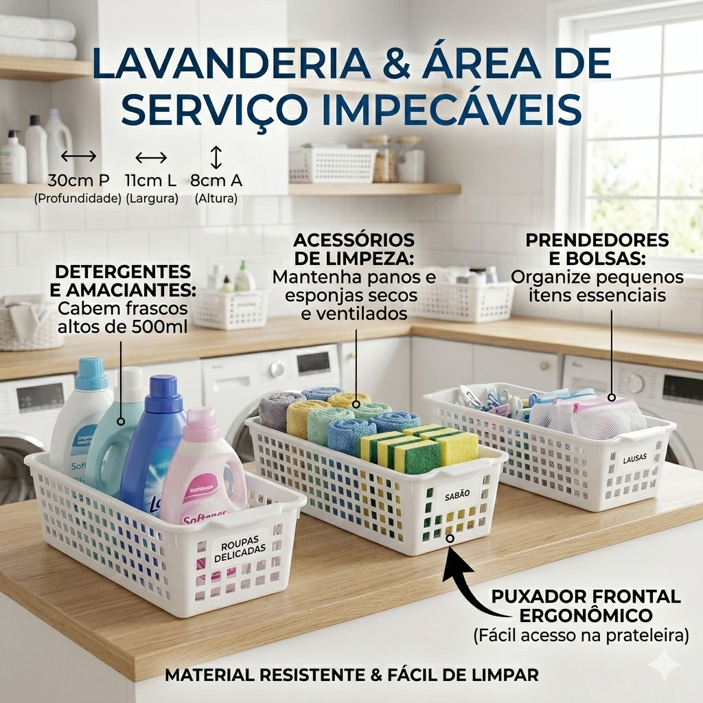 Par de Cestos Organizadores Estreitos Porta Temperos e Maquiagem - Ideal para Prateleiras