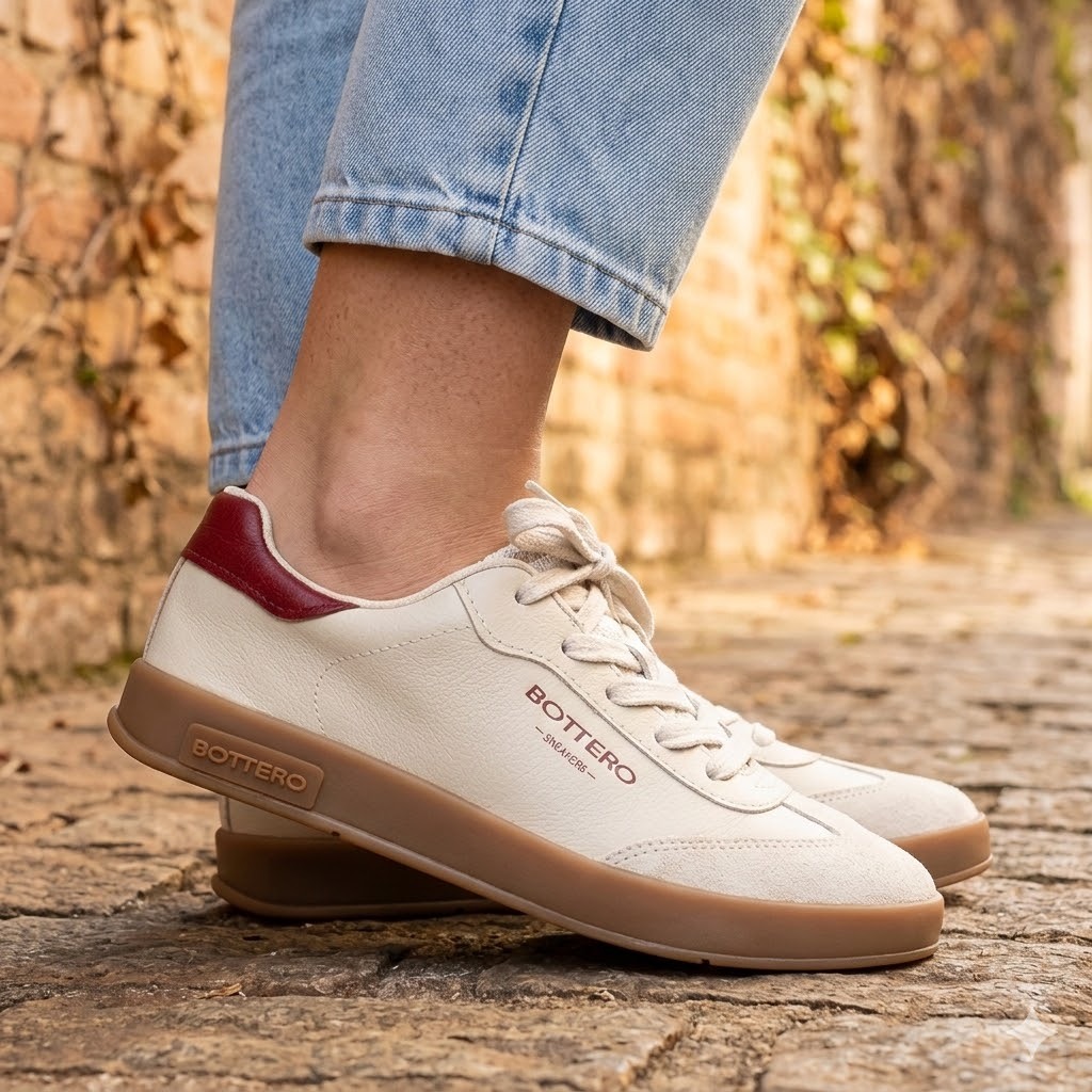 Tênis Feminino Bottero Couro Casual Burnish Bege Confortável Dia a Dia em Oferta na Shopee