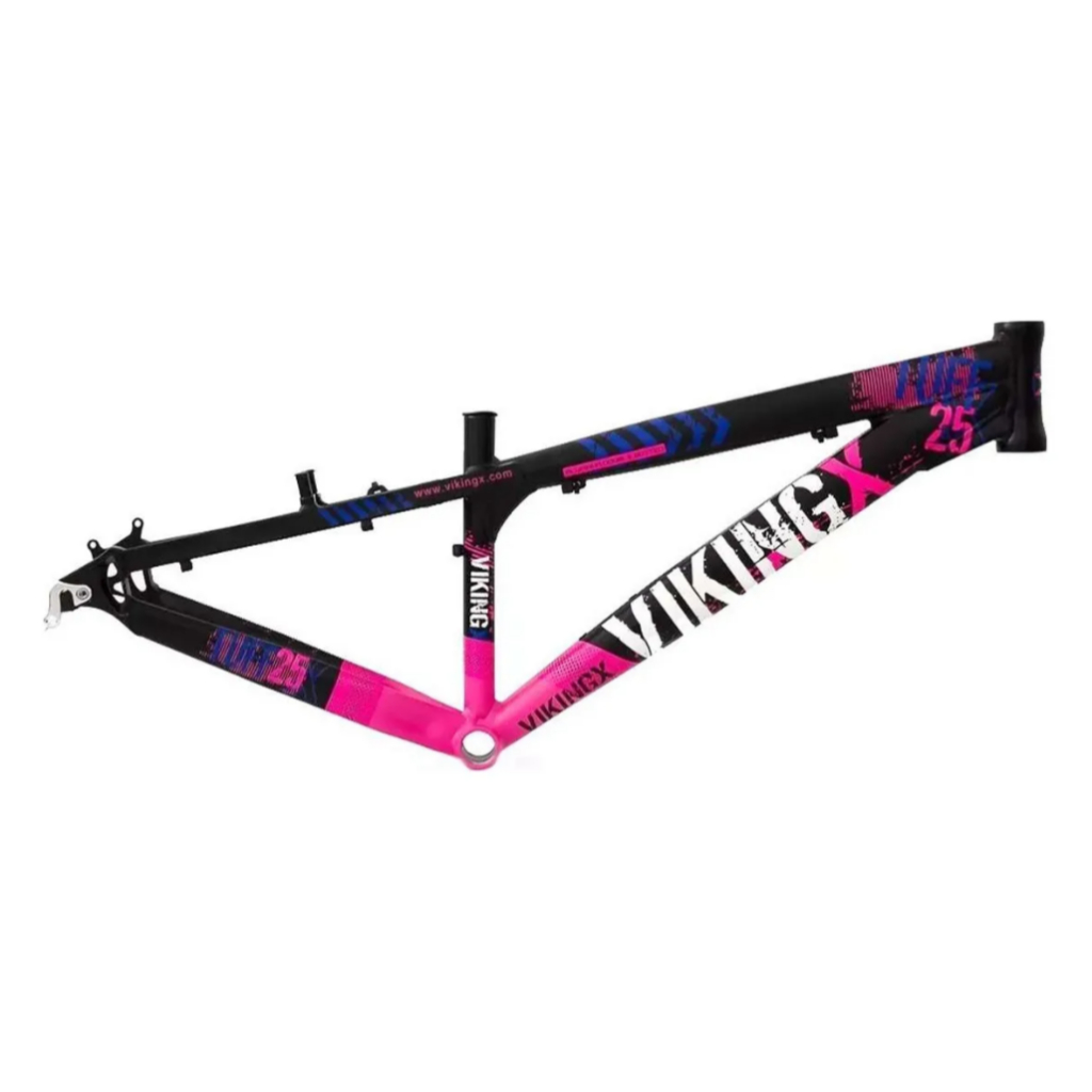 Quadro Aro 26 VikingX Tuff X-25 Alumínio - Preto/Rosa Freeride Dirt Jump Original
