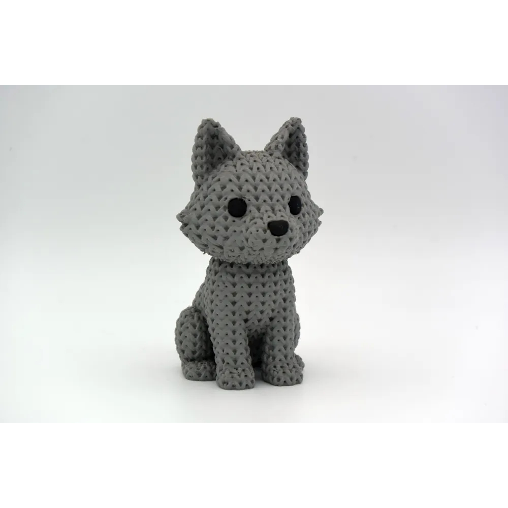 Lobo Filhote Estilo Amigurumi Impressão 3D - Enfeite Decorativo Lobo de Crochê
