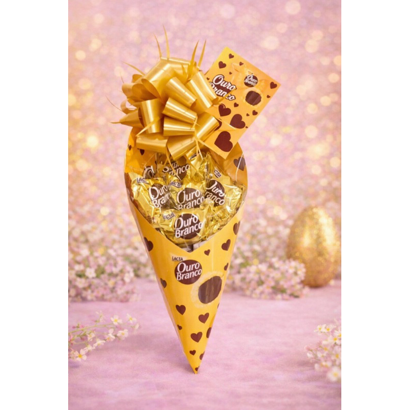 Caixa Buquê Cone Coração Páscoa - Embalagem para Bombons - Presente Páscoa, Lembrança Páscoa em Oferta na Shopee