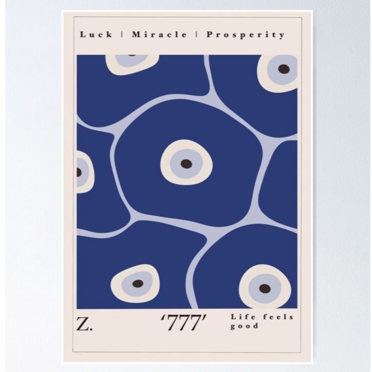 Quadros Decorativos Místicos Olho Grego Sorte Prosperidade 777 Boho Moderno (1 peça)