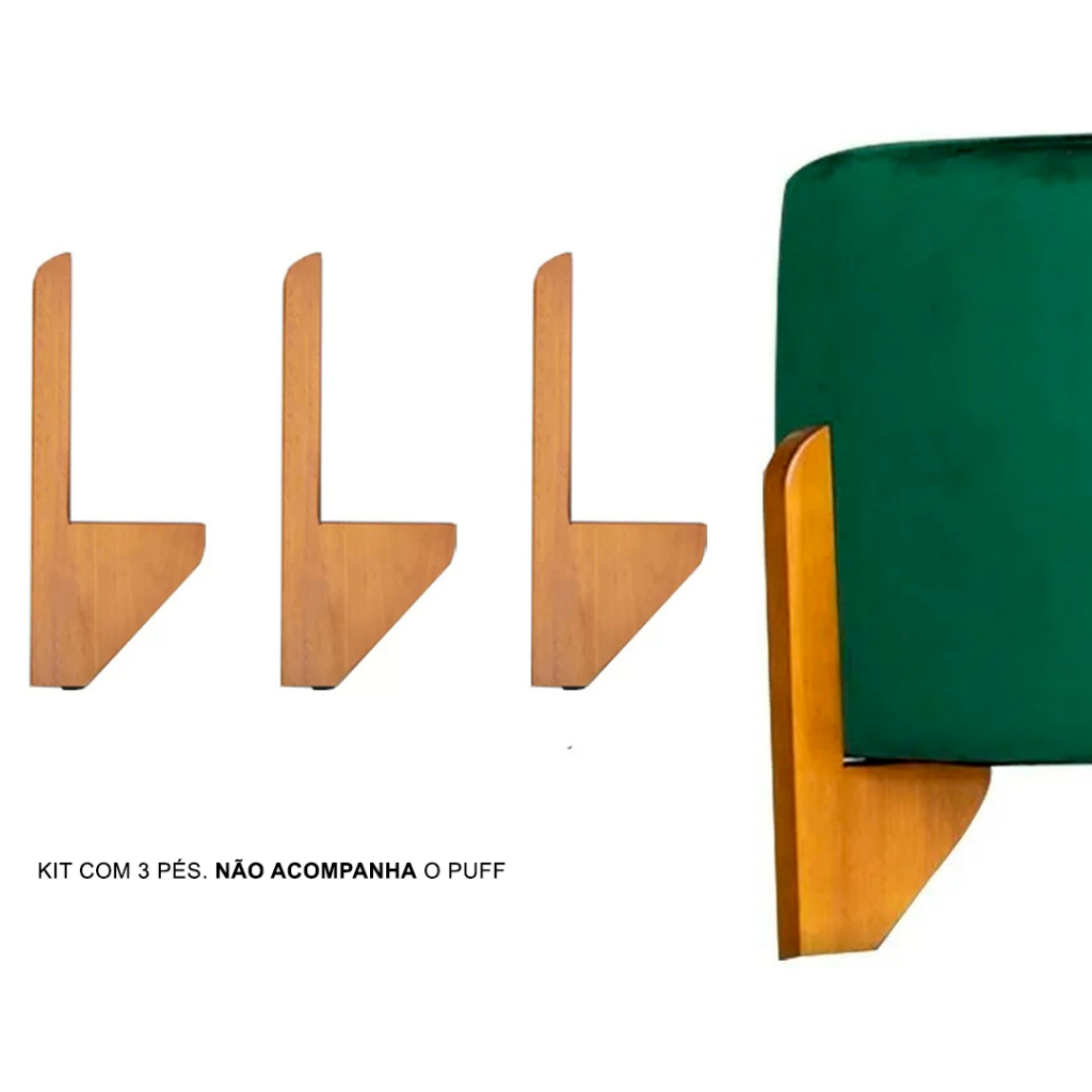 Pé para Puff e Sofá 28cm | Kit com 3 Peças | Madeira de Eucalipto | Cor Cerejeira ENVIO RÁPIDO