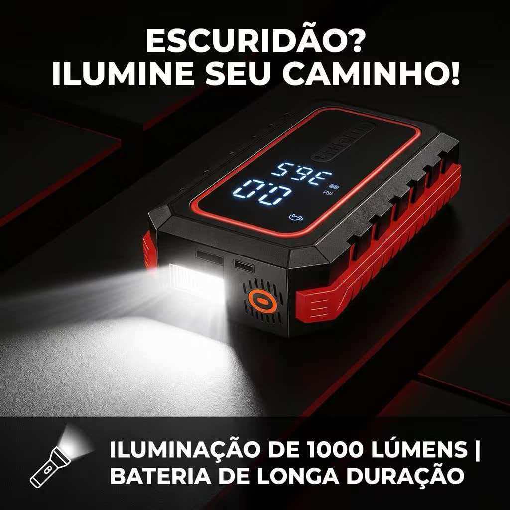 Compressor de Ar 120W Portátil com Função Chupeta Auxiliar de Partida Digital LED Bomba de Ar Automotiva Multifuncional — imagem 2 de 2