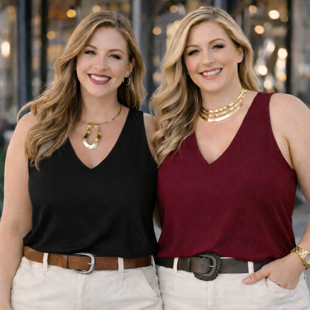 Kit 2 Blusas Femininas Regata Elegante Básica Premium Confortável para Dia a Dia em Oferta na Shopee