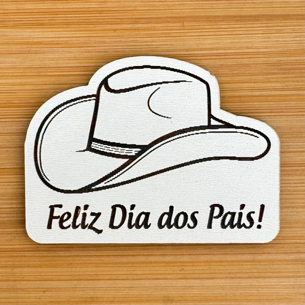 Kit Imãs Feliz Dia dos Pais Chapéu MDF | Lembrancinha Dia dos Pais Personalizada Lembrancinha em Madeira MDF