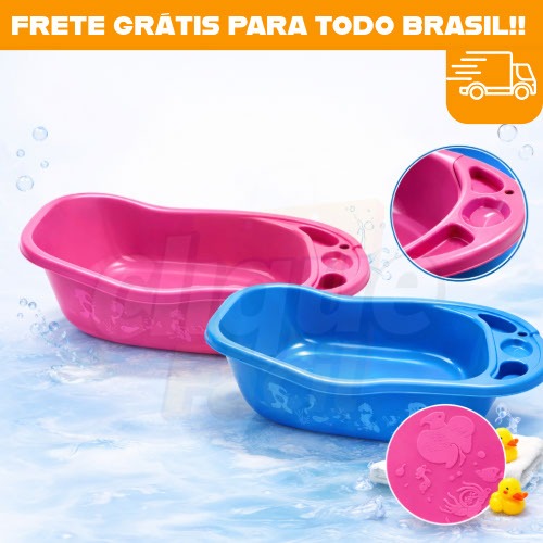 Banheira Bebê Infantil 32 Litros Resistente Confortável Ideal Para Banho do Bebê