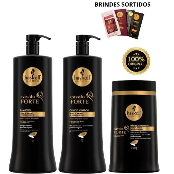 Cavalo Forte Haskell - Kit Shampoo, Condicionador 1L e Máscara  900g Hidratação e Fortalecimento