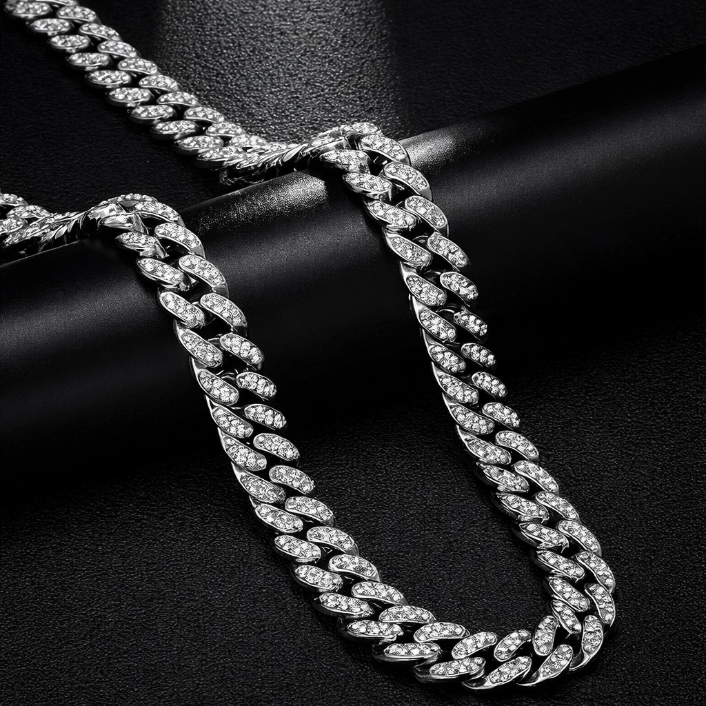 Colar Cubano Colar De Corrente Com Cravação De Gelo Colar De Diamantes Hip-Hop Masculino em Oferta na Shopee