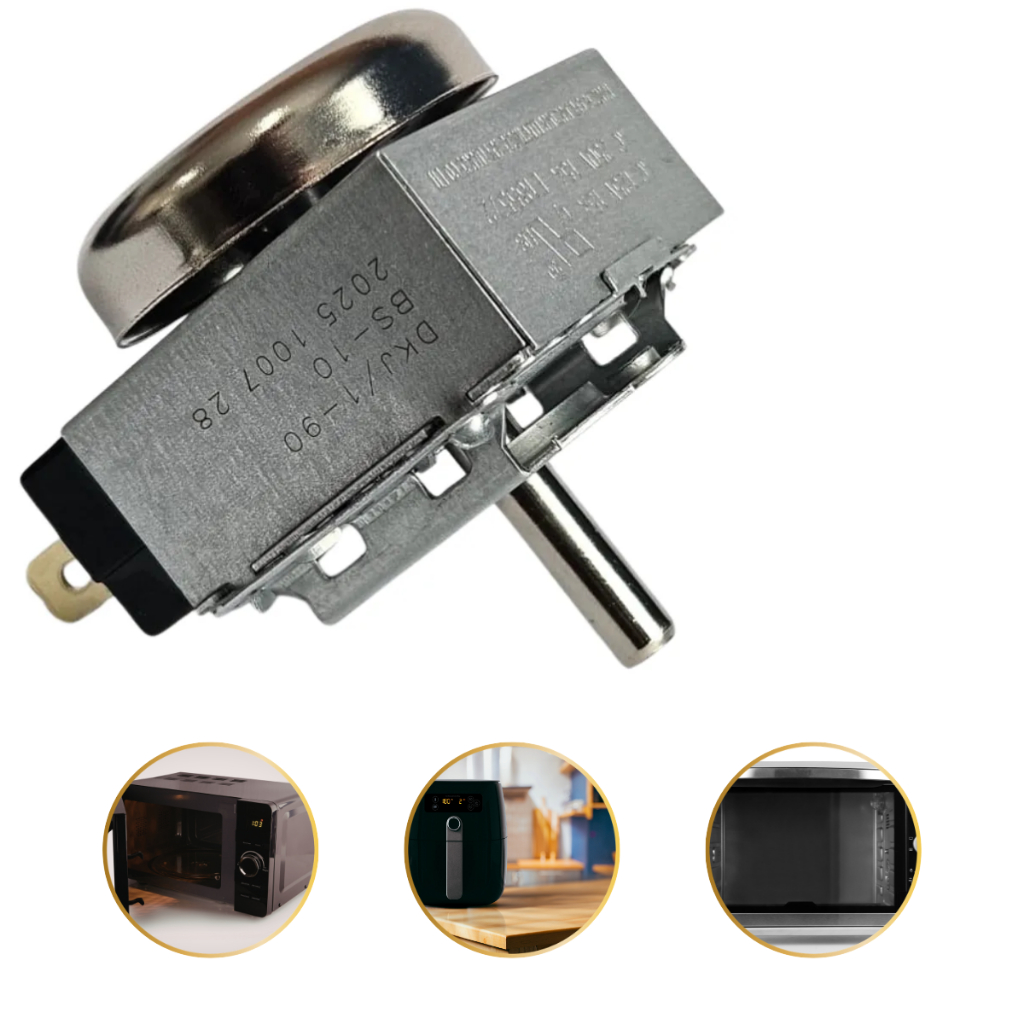 Timer 90 Minutos Universal 15a Bivolts Para Fornos Elétricos Eixo Meia Lua Airfryer