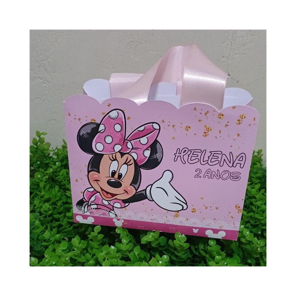 Sacolinha Personalizada Minnie Rosa Festa Infantil | Lembrancinha Aniversário | Fazemos Qualquer Tema