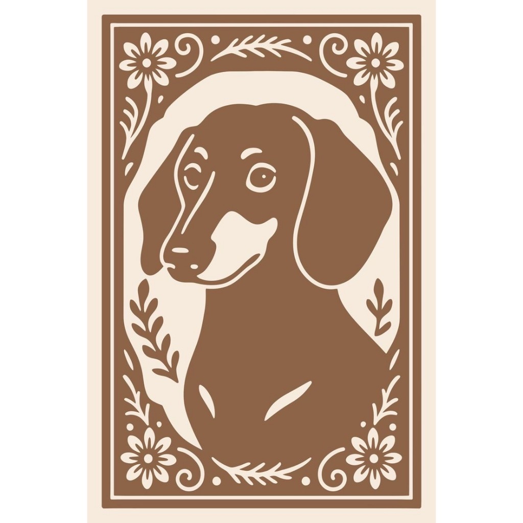 Quadros Decorativos Cachorro Dachshund Salsicha Minimalista Pet Shop (1 peça)