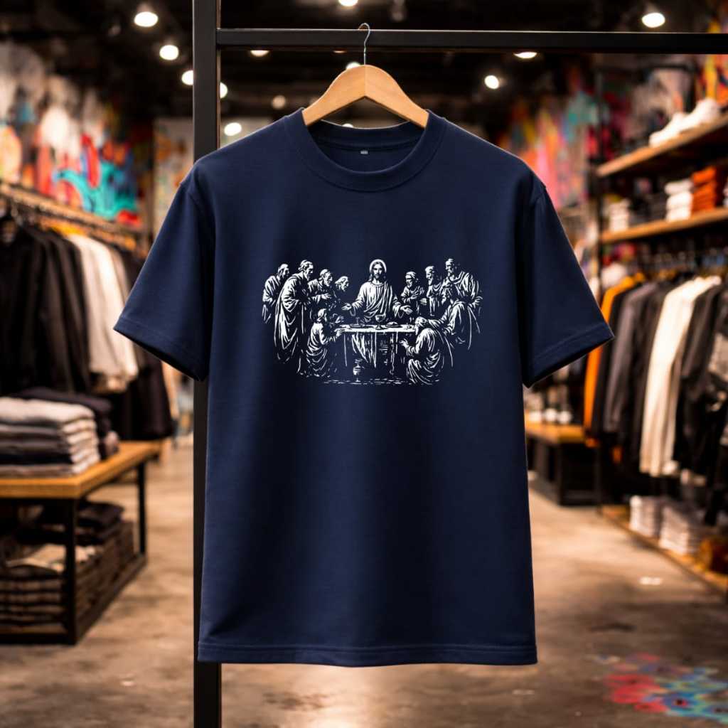 Camiseta Unissex 100% Algodão  Estampada Imagem Religiosa Santa Ceia Jesus Cristão Santos Camisa Casual Confortável