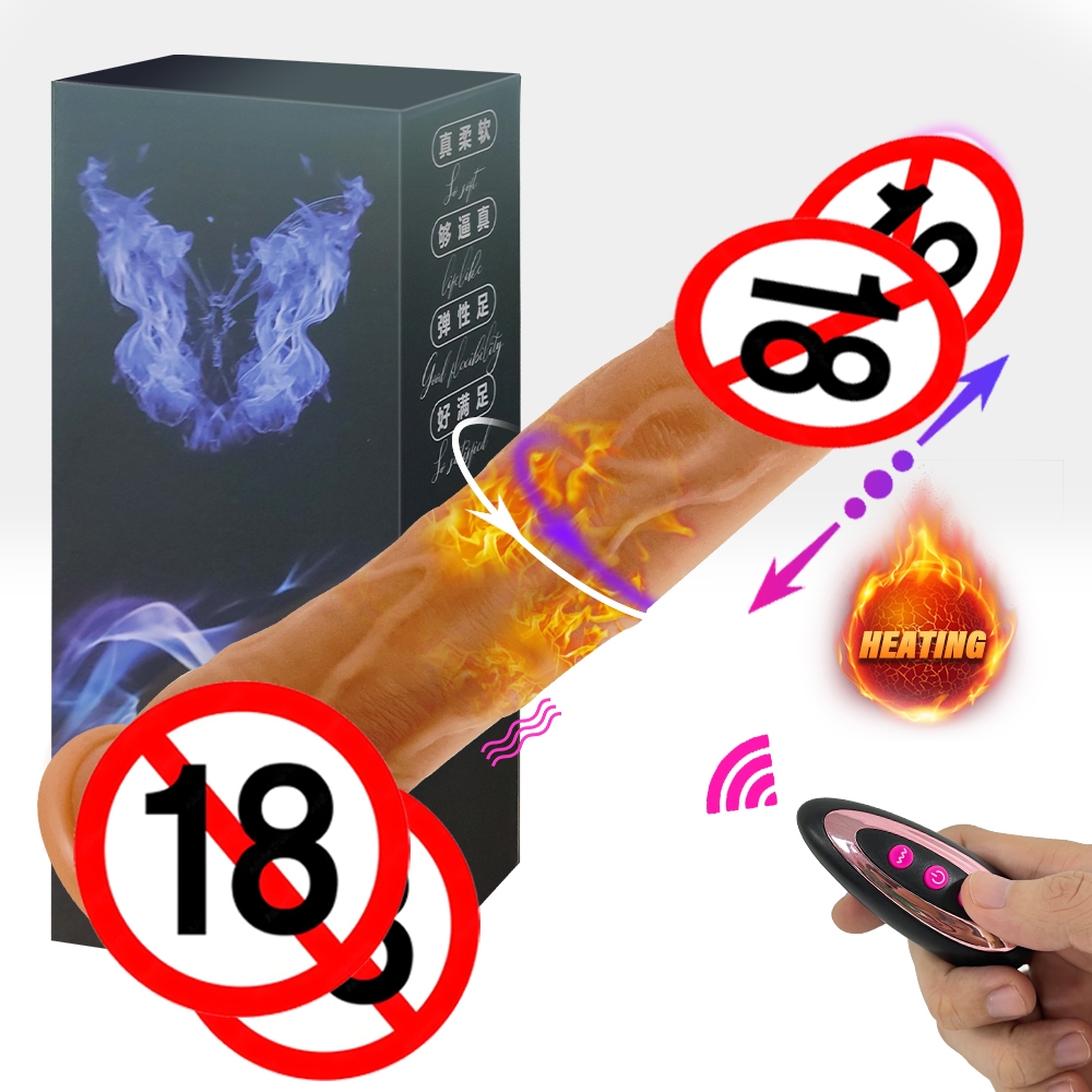Vibrador Dildo Realístico 23,5 x 4cm com Vai e Vem, Aquecimento e Controle Remoto - USB Recarregável em Oferta na Shopee