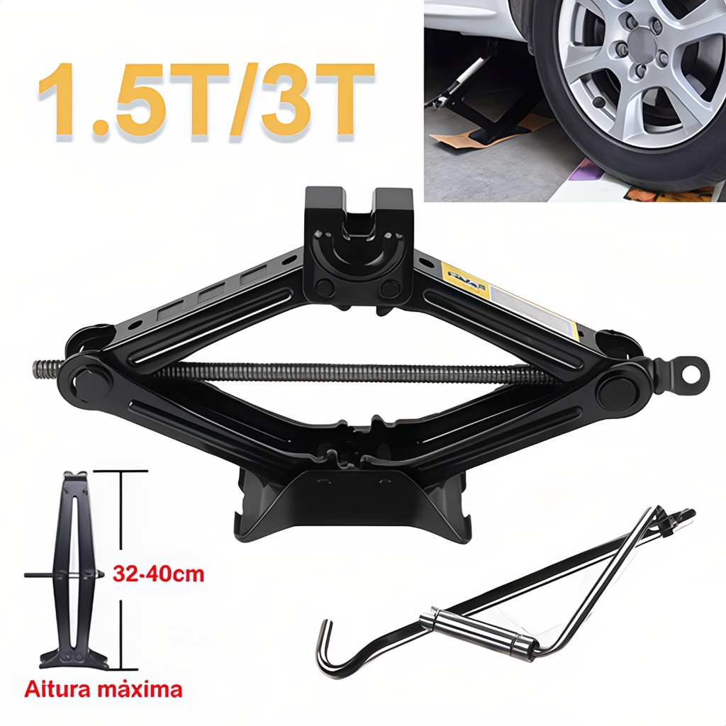 Macaco Mecânico Sanfona Universal 1500kg 1,5 e 3 Toneladas Carros De Passeio Em Aço Manivela em Oferta na Shopee