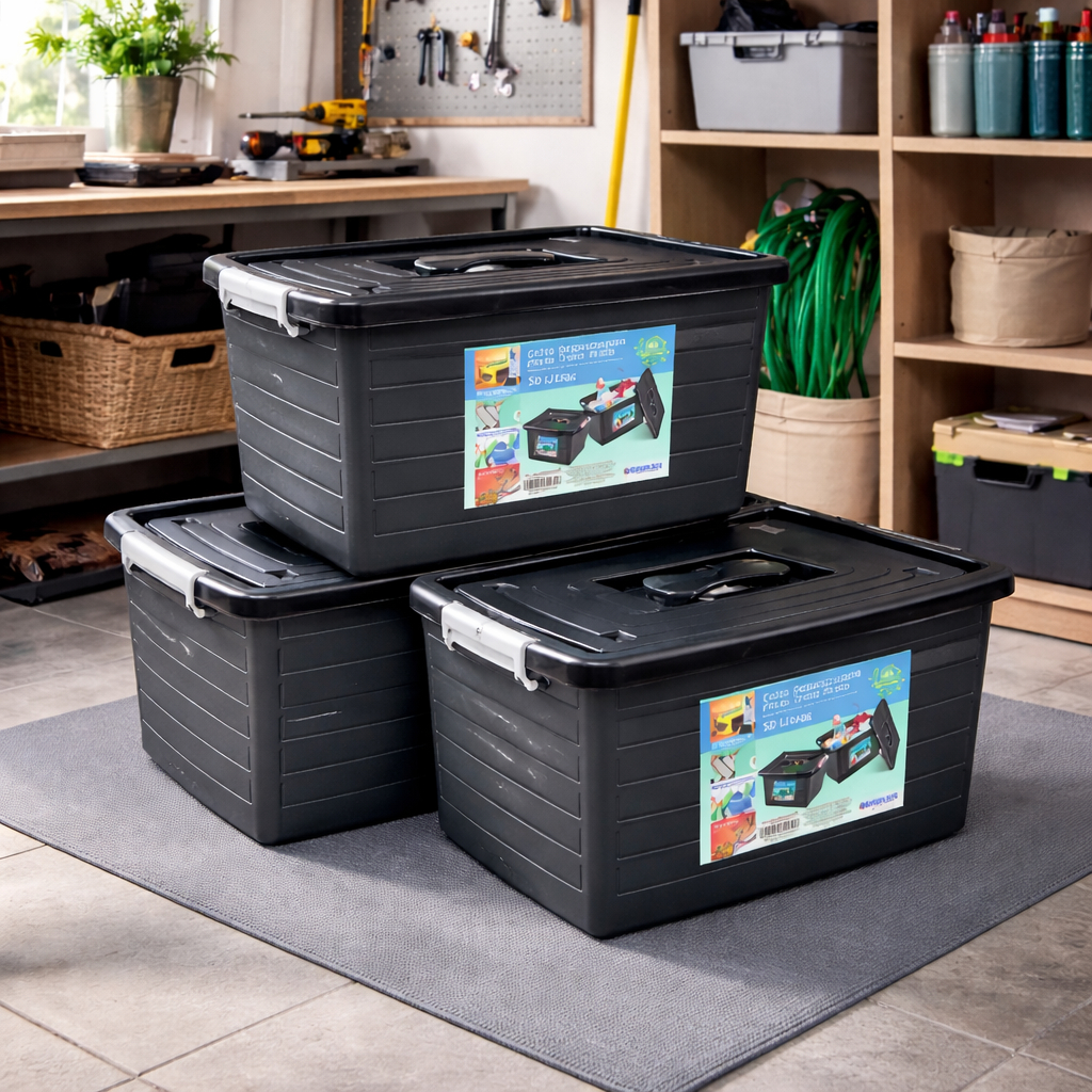 Caixa Organizadora 30 Litros com Alça de Segurança – Kit 5 ou 3 Peças em Oferta na Shopee