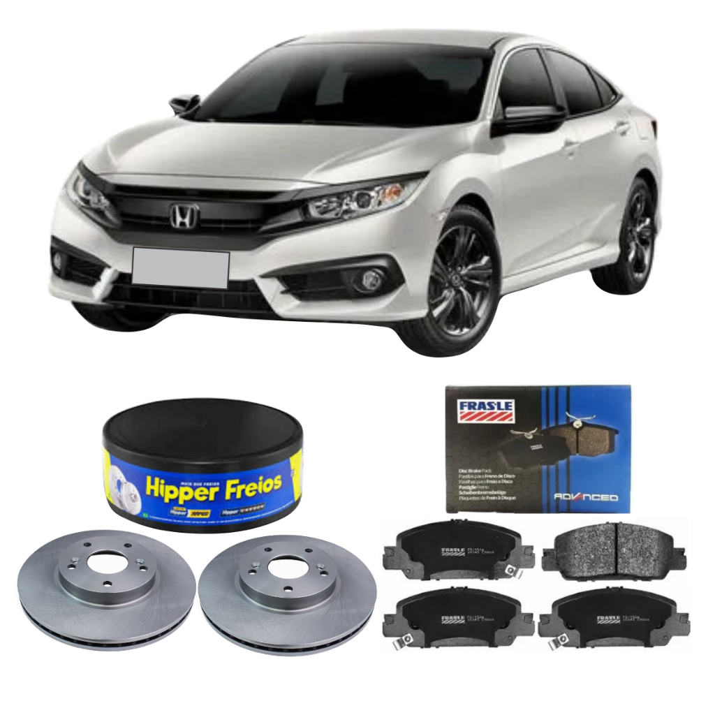 Kit Disco + Pastilha De Freio Dianteira Civic 2017 A 2019 Hipper Freios Frasle