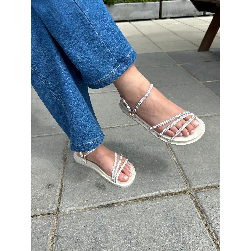 Sandália Papete Feminina Strass Luxo Confortável Antiderrapante Casual Moda Blogueira