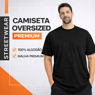 Camiseta Street Wear Masculina Oversized 100% Algodão em Oferta na Shopee