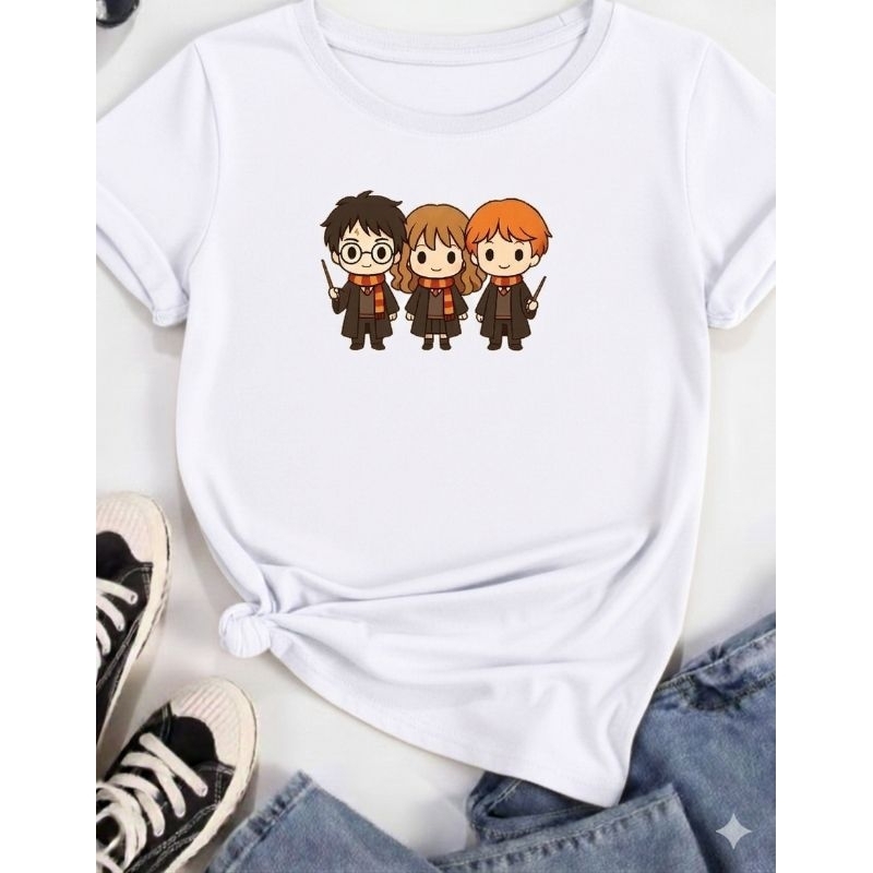 Camiseta Básica Estampada Algodão Personagem Harry Potter Feminina e Masculina Filme