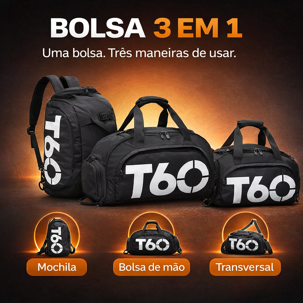 Bolsa Viagem Esportiva Impermeável Multifuncional Compartimento Tênis Transversal