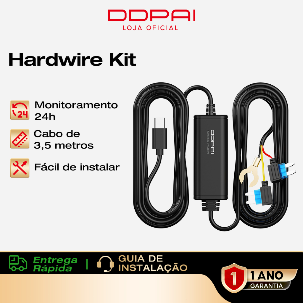 DDPAI Hardwire Kit monitoramento de estacionamento 24 horas Para Câmera Veicular