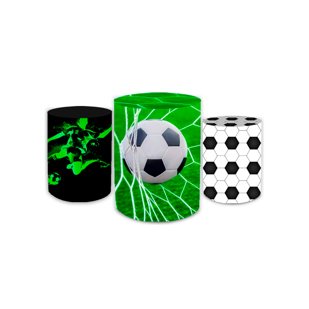 Trio Capa De Cilindro Festa Sublimado Vest Facil Malha New Tema Futebol Jogador Campo Estádio Decoração