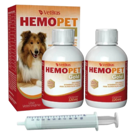 2 Unidades Hemopet Gold Suplemento Vitamínico 120ml Vetbrás