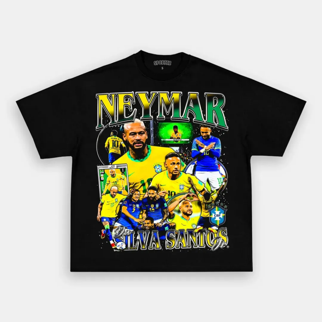 Camiseta T-shirt Básica e Oversized Algodão Premium Graphic Tee Jogador Neymar Time Futebol Santos