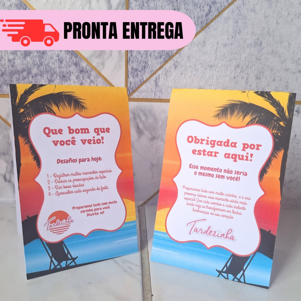 Kit 15~20 Plaquinha de Mesa Tardezinha Personalizados Festa Lembrancinha Mimo Aniversário Infantil Chá de Bêbe